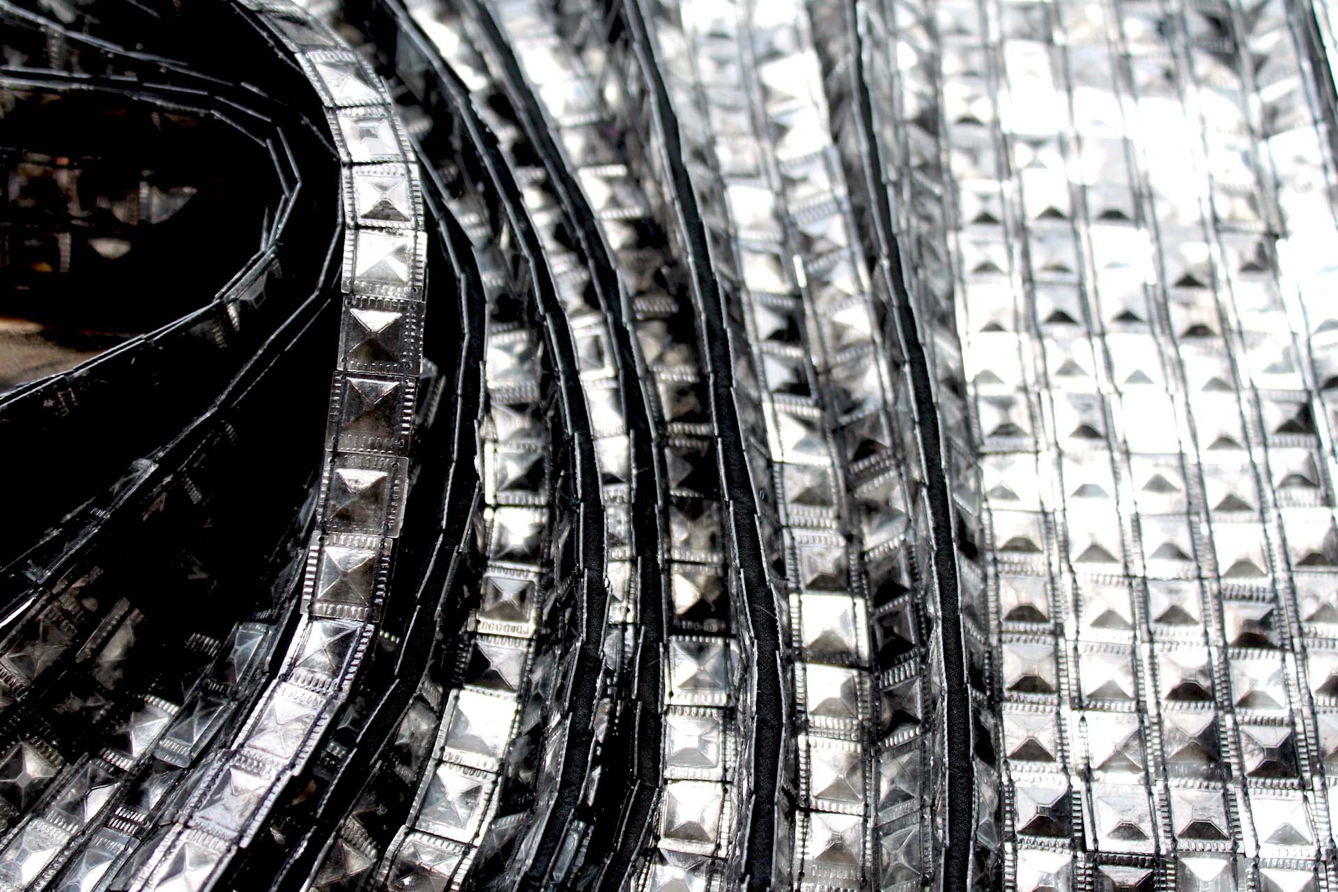 Tarnished Stud Sequin on Silk Chiffon - Gunmetal fabric, image 5 of 6