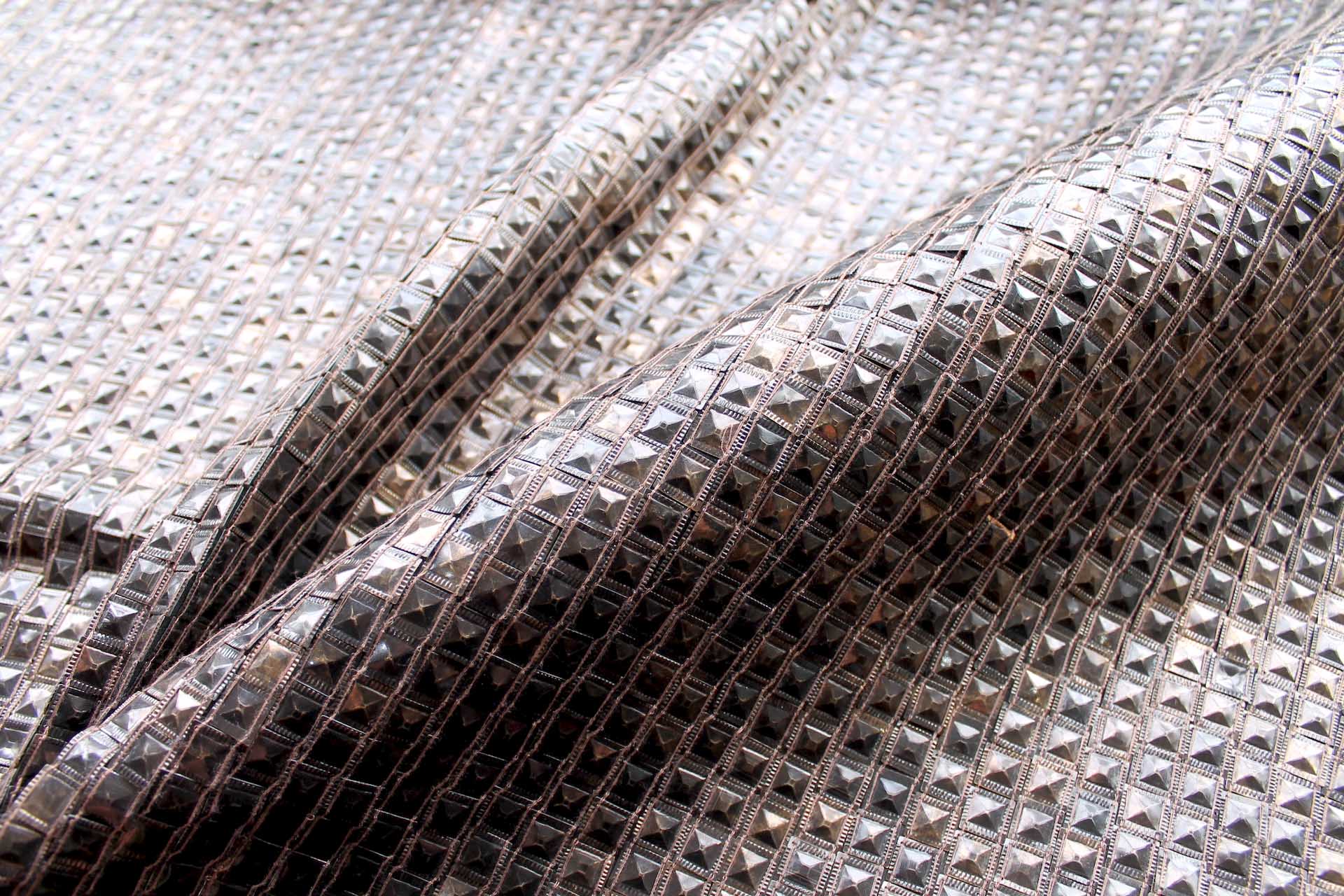 Tarnished Stud Sequin on Silk Chiffon - Brass fabric