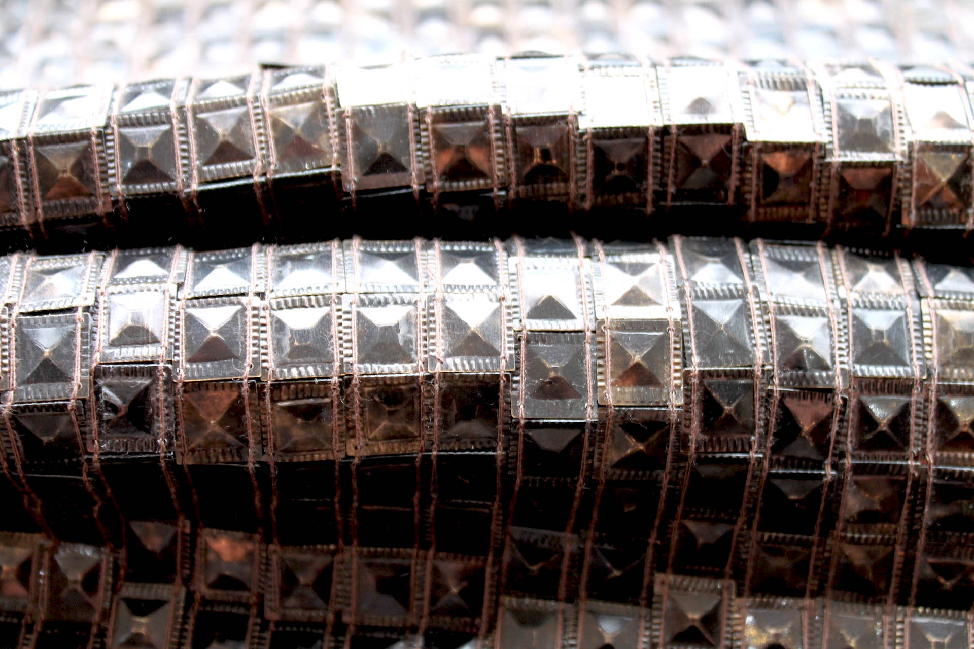 Tarnished Stud Sequin on Silk Chiffon - Brass fabric, image 5 of 5