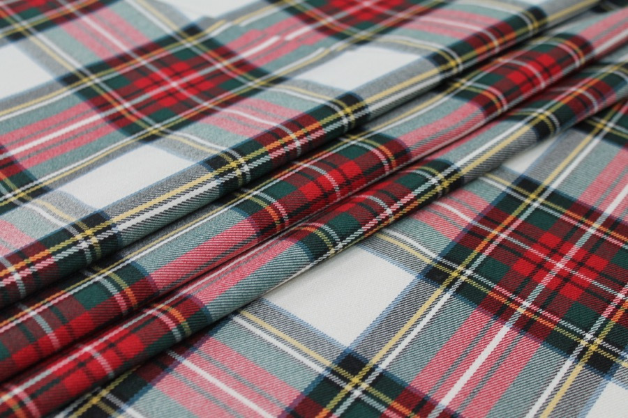 Stretch Tartan - Ivory, Multi fabric