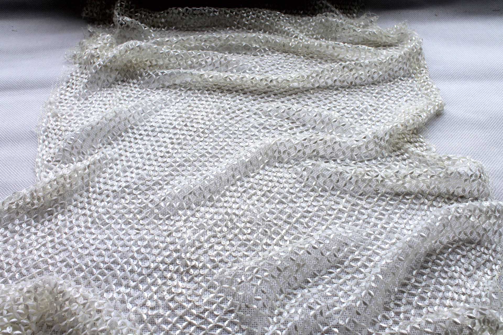 Sequinned Fishnet - Ivory fabric, image 4 of 6