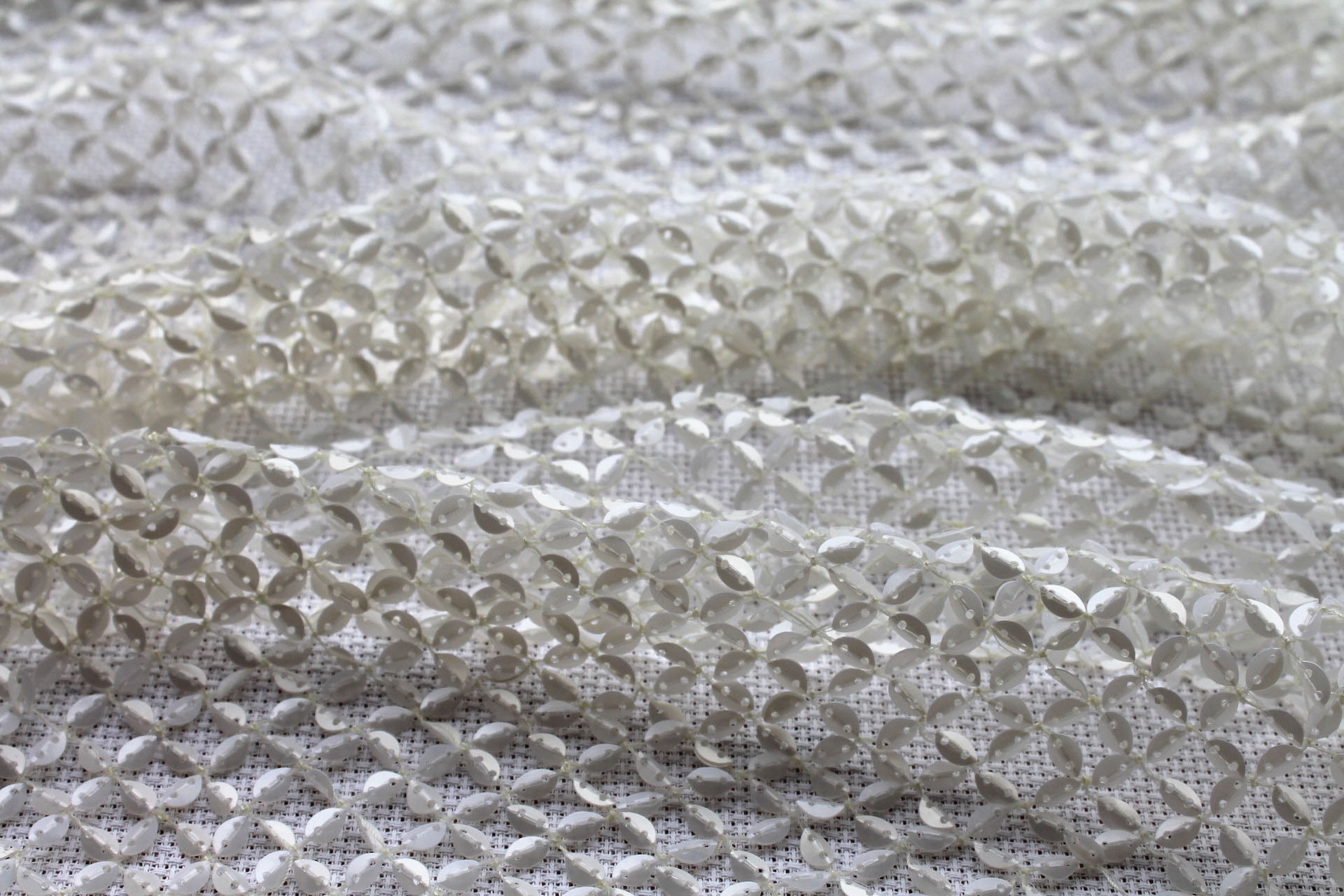 Sequinned Fishnet - Ivory fabric, image 6 of 6
