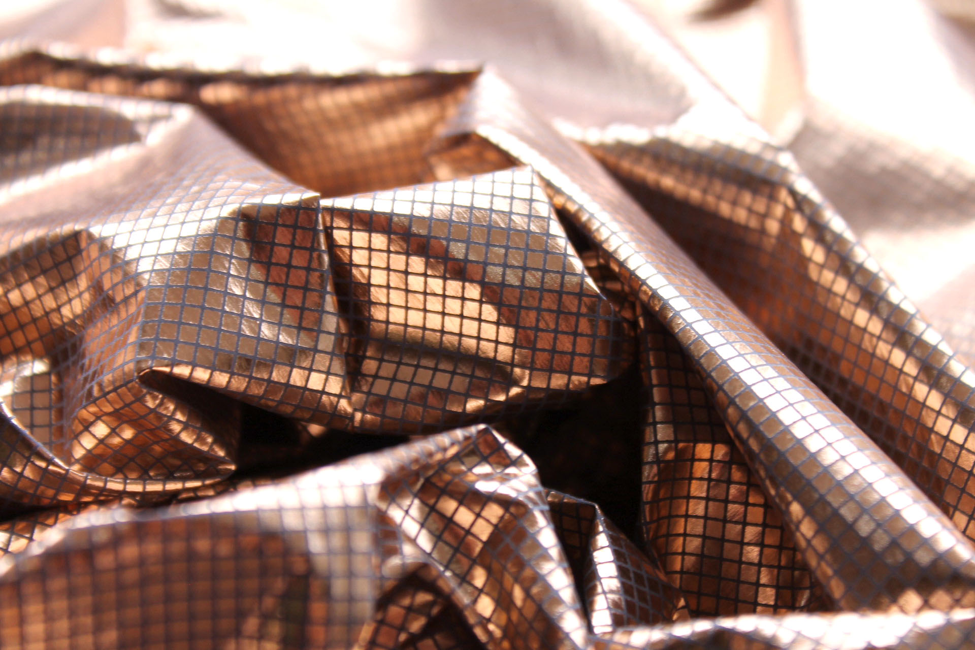 Foil Printed Polyamide - Copper Gold fabric, image 4 of 6