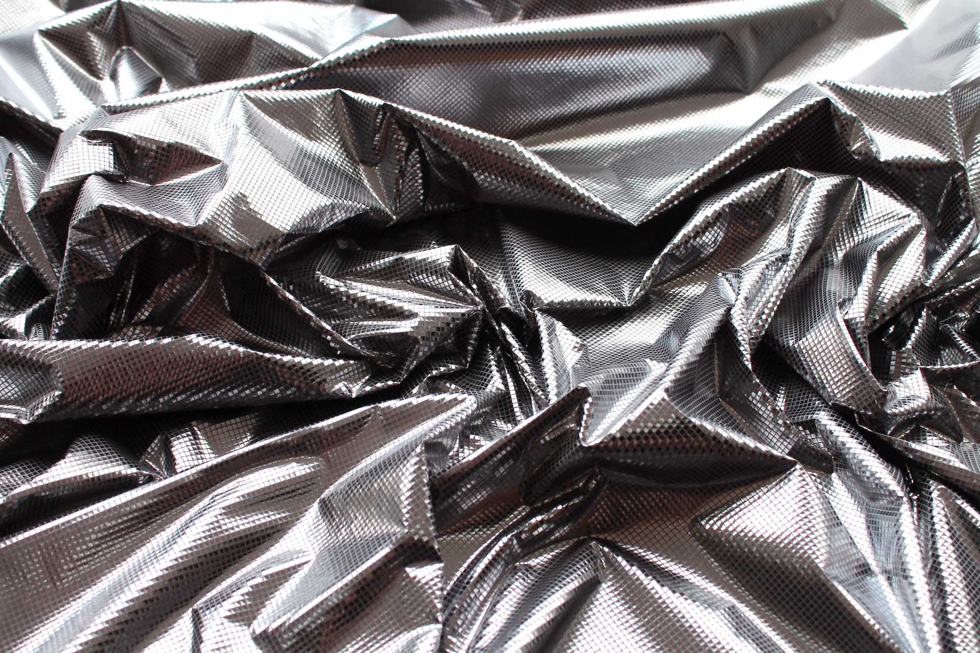 Foil Printed Polyamide - Gunmetal fabric, image 2 of 6