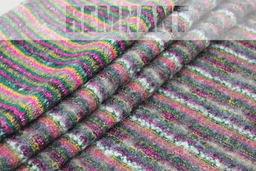 Multi Colour Stripe Knit w/Lurex - 0.3m Piece fabric