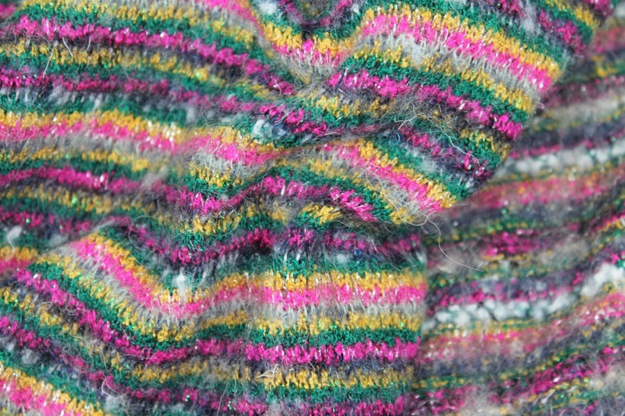 Multi Colour Stripe Knit w/Lurex fabric, image 2 of 7