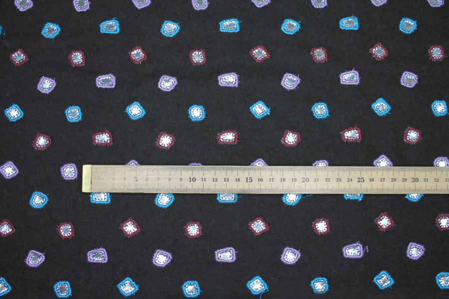 Embroidered Brown Wool with Mirrors fabric, image 2 of 5