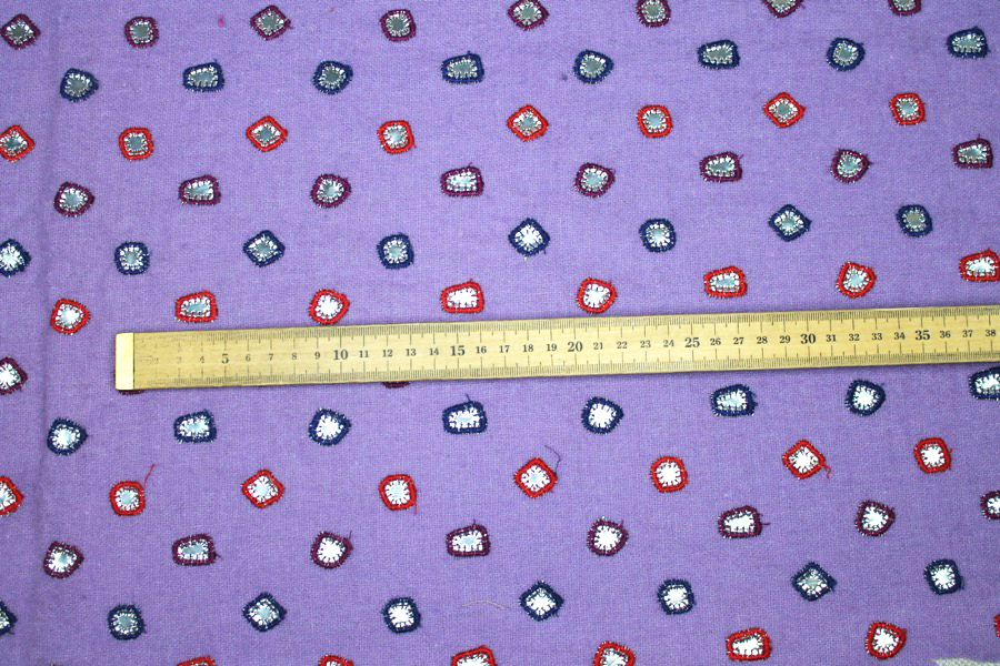 Embroidered Lilac Wool with Mirrors fabric, image 2 of 7