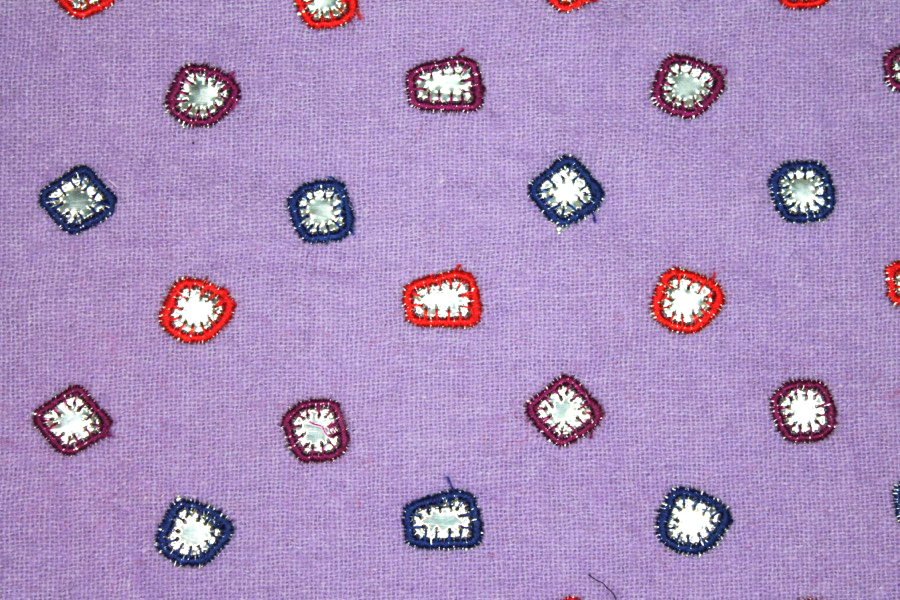 Embroidered Lilac Wool with Mirrors fabric, image 5 of 7