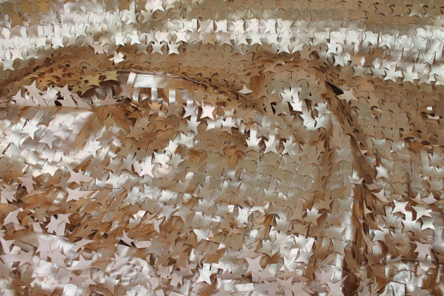 Gold Leatherette Stars on Tulle fabric, image 2 of 7
