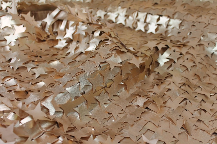 Gold Leatherette Stars on Tulle fabric, image 3 of 7