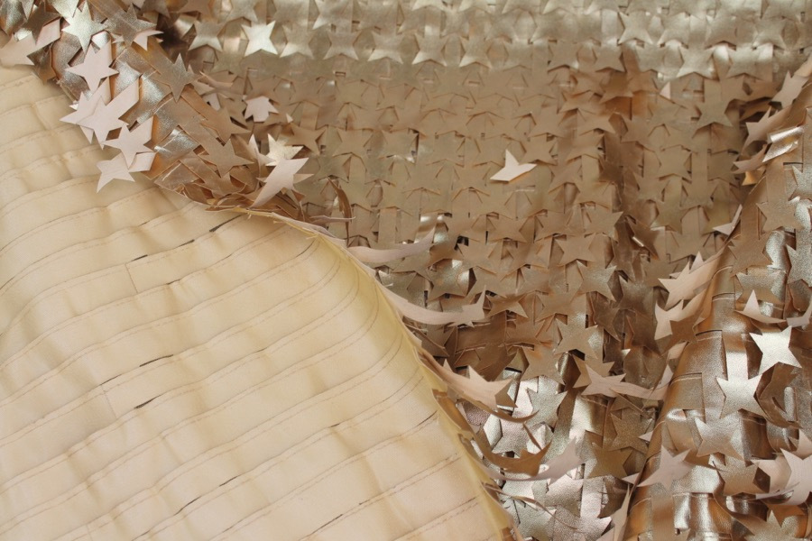 Gold Leatherette Stars on Tulle fabric, image 6 of 7