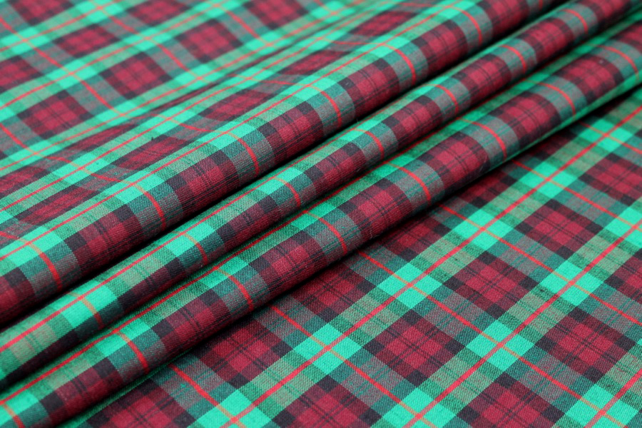 Wool Tartan - Red, Green fabric