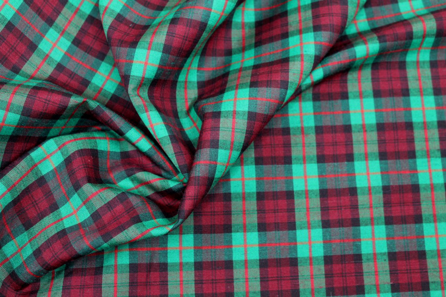 Wool Tartan - Red, Green fabric, image 2 of 6