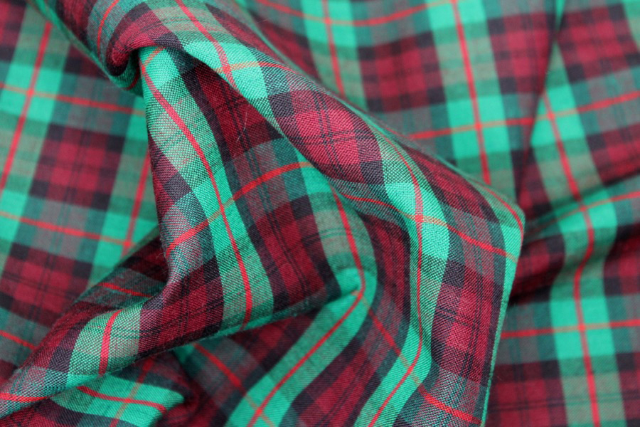 Wool Tartan - Red, Green fabric, image 4 of 6