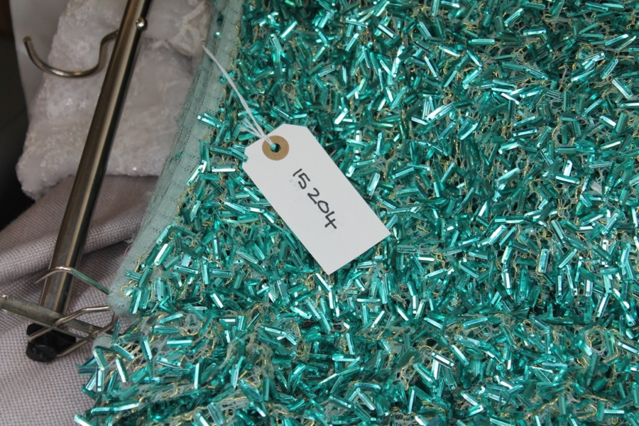 Small Rectangular Sequin On Mesh - Turquoise fabric, image 8 of 11
