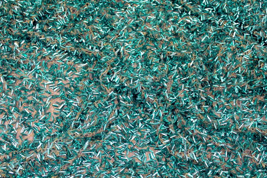Small Rectangular Sequin On Mesh - Turquoise fabric, image 3 of 11