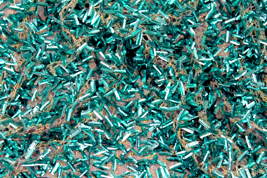 Small Rectangular Sequin On Mesh - Turquoise fabric, image 6 of 11