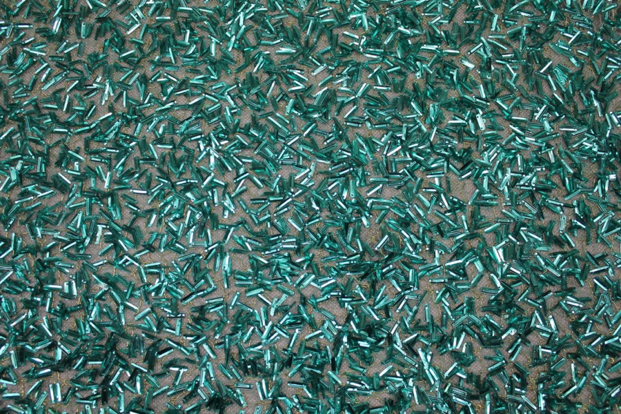 Small Rectangular Sequin On Mesh - Turquoise fabric, image 2 of 11