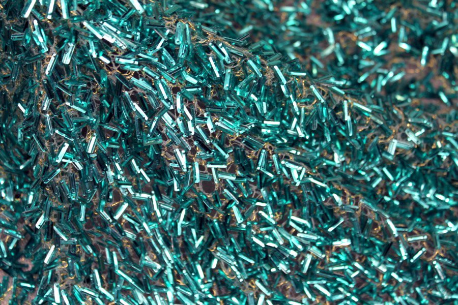 Small Rectangular Sequin On Mesh - Turquoise fabric, image 9 of 11