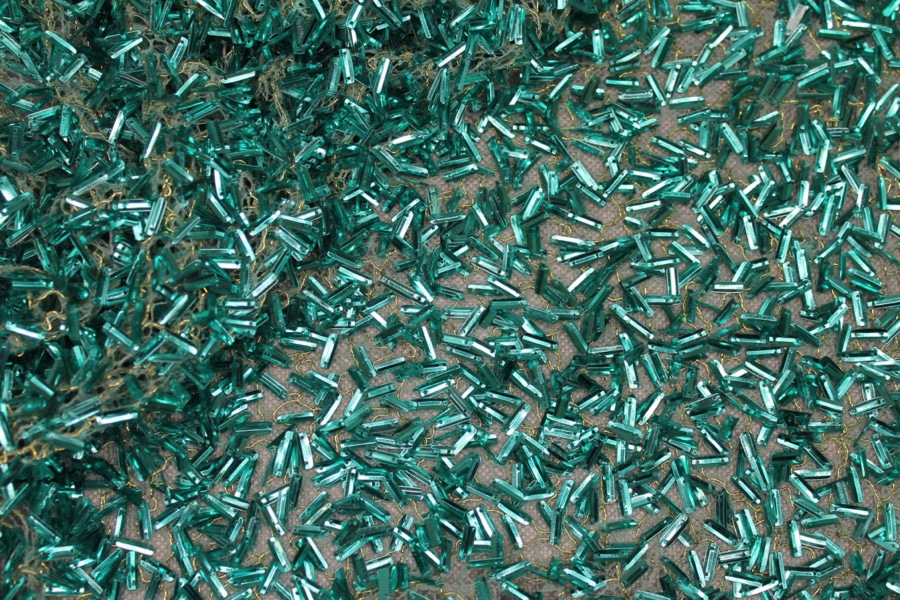 Small Rectangular Sequin On Mesh - Turquoise fabric, image 10 of 11