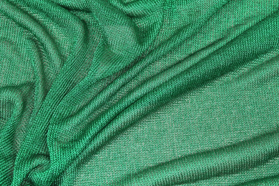 Fine Metallic Thread Knit - Green fabric, image 5 of 6