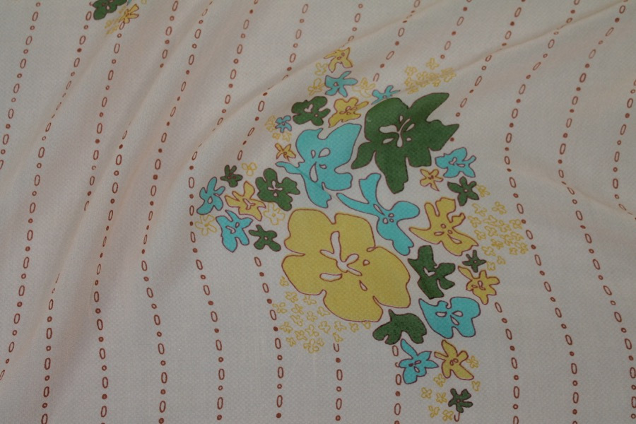 Floral Printed Silk Chiffon - Multi Colour on Peach fabric, image 2 of 6