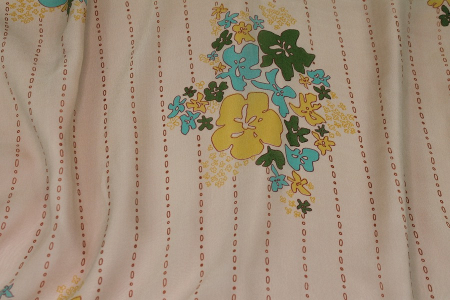 Floral Printed Silk Chiffon - Multi Colour on Peach fabric, image 5 of 6