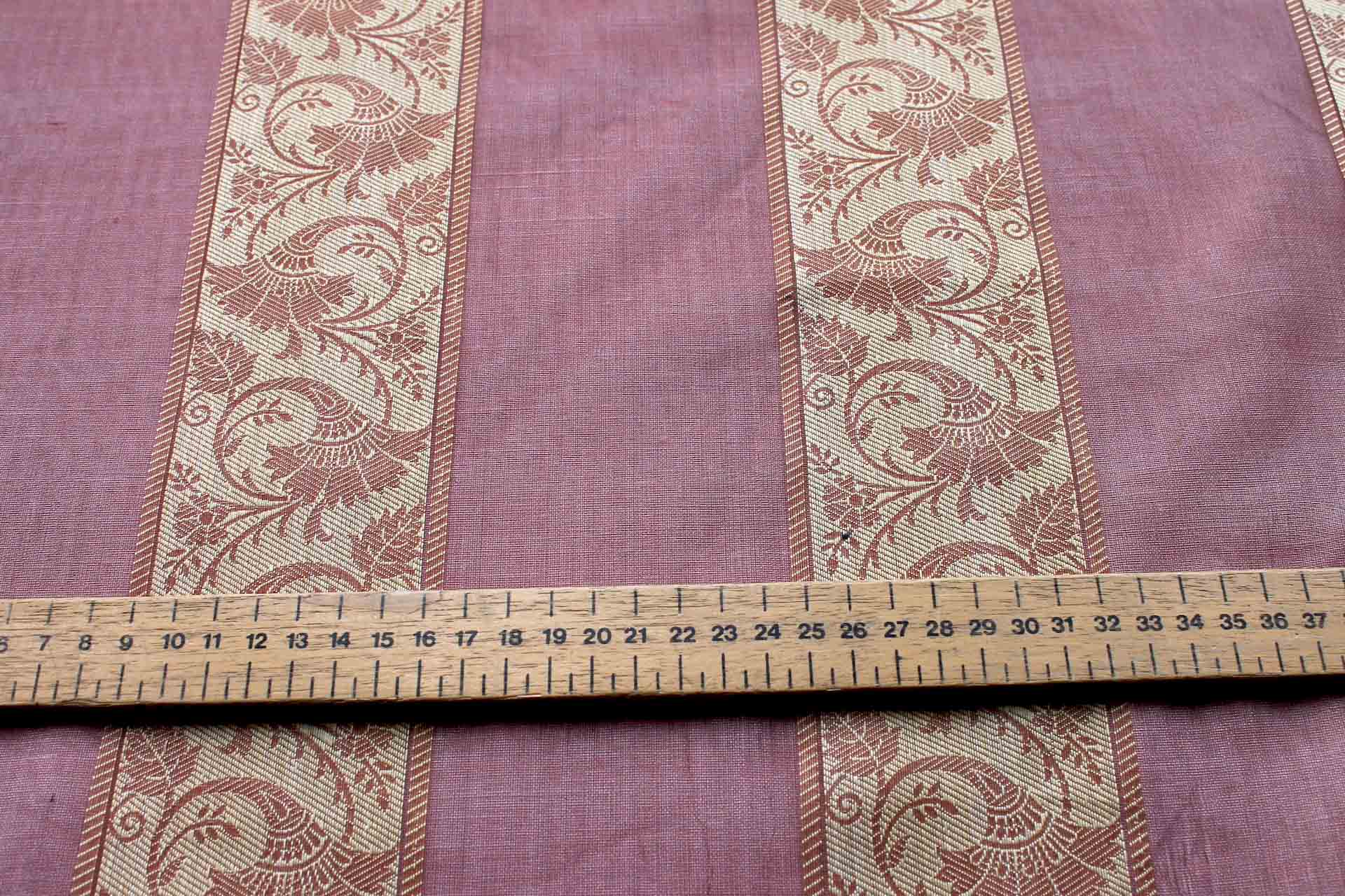 Jacquard Striped Silk Organza - Dark Red and Gold fabric, image 5 of 6