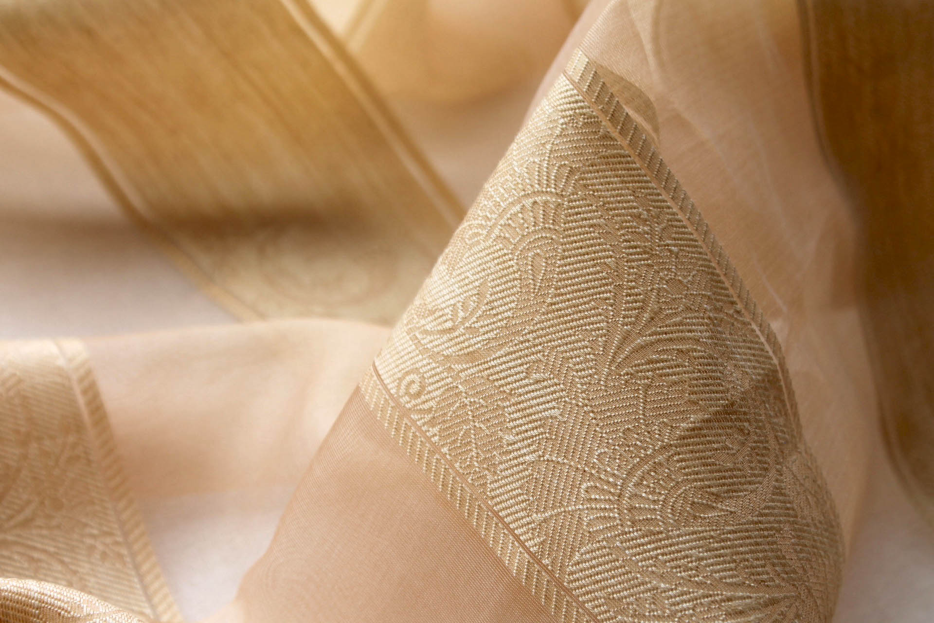 Jacquard Striped Silk Organza - Gold and Pale Gold fabric, image 3 of 5