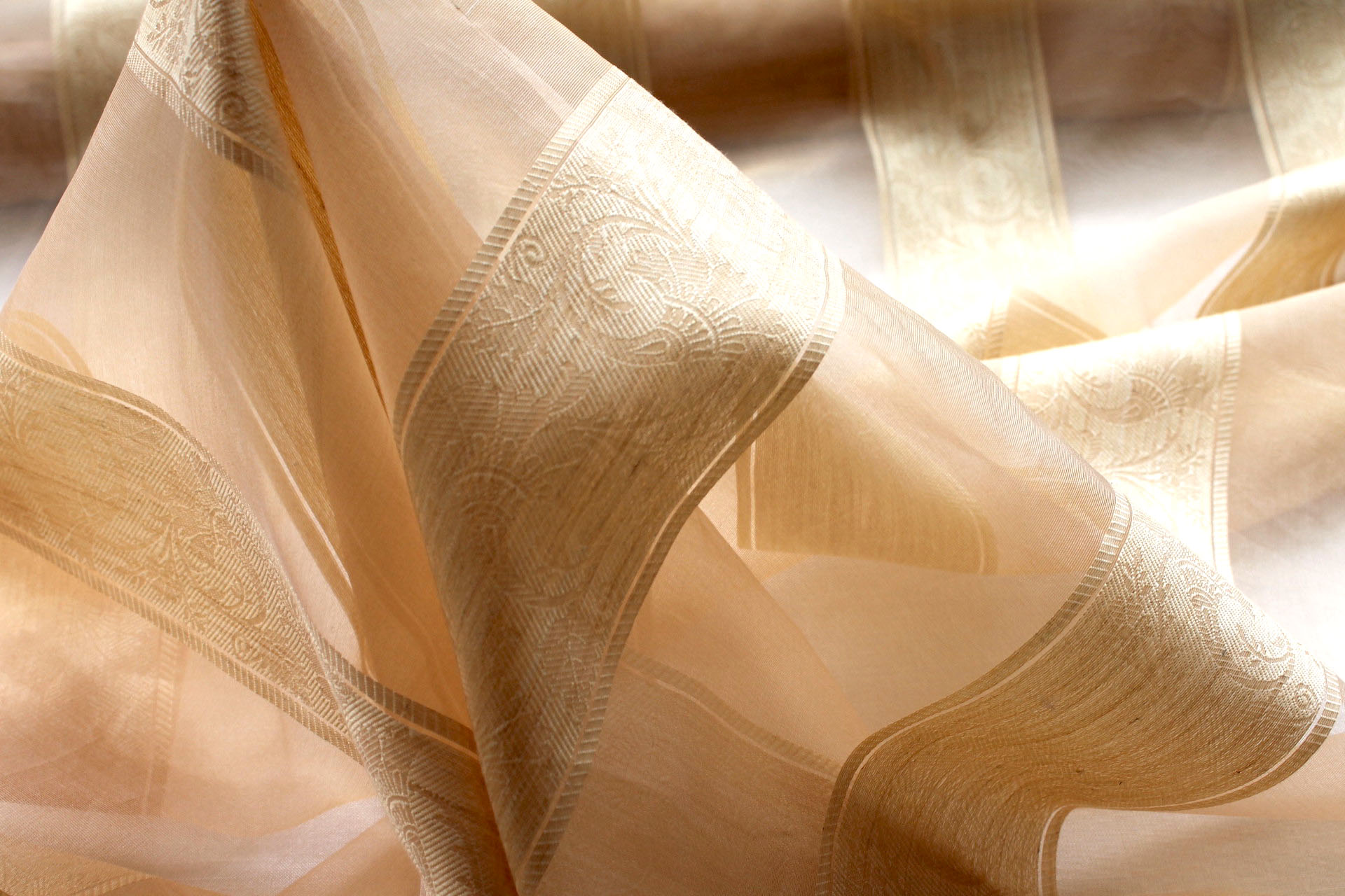 Jacquard Striped Silk Organza - Gold and Pale Gold fabric, image 5 of 5