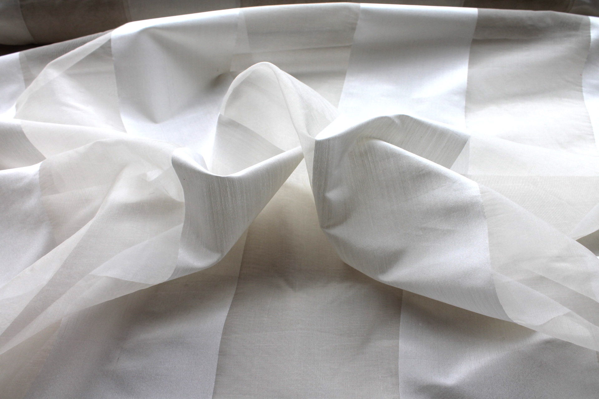 Wide Striped Silk Organza - Ivory and Ivory fabric, image 2 of 5