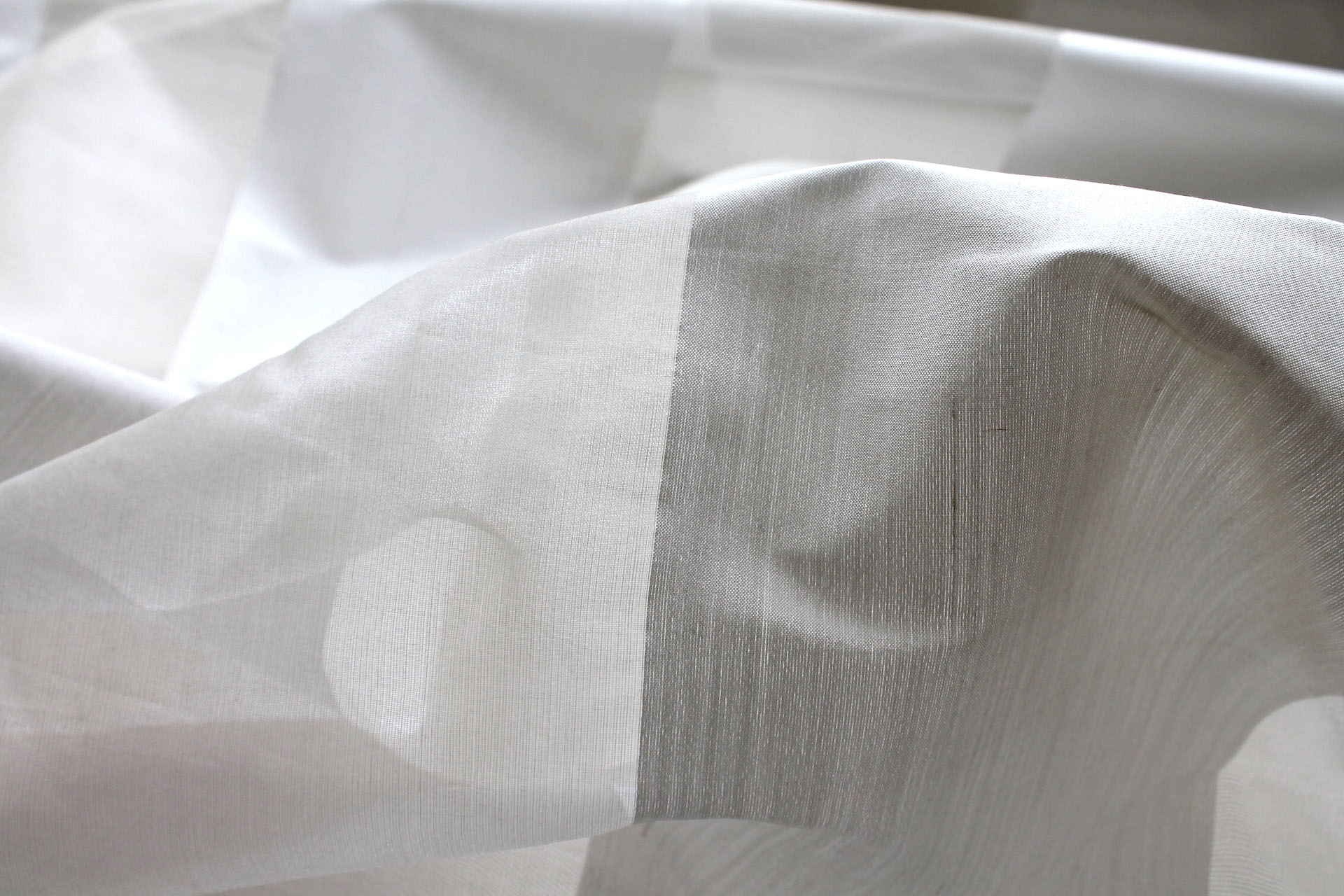 Wide Striped Silk Organza - Ivory and Ivory fabric, image 3 of 5
