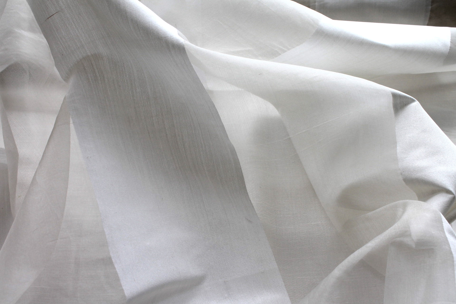 Wide Striped Silk Organza - Ivory and Ivory fabric, image 4 of 5
