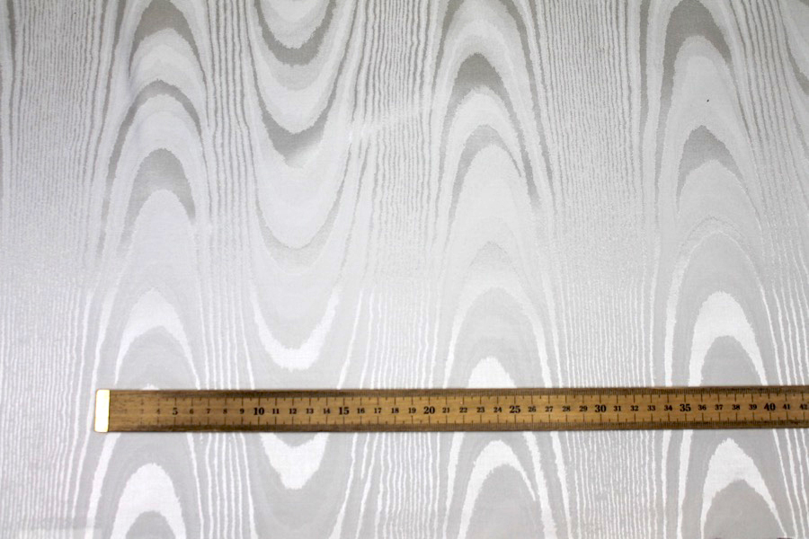 Woven Moiré Brocade Fabric - Ivory Silk Cotton Mix, image 6 of 7
