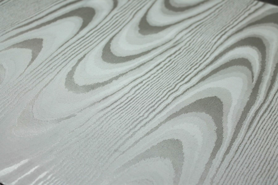 Woven Moiré Brocade Fabric - Ivory Silk Cotton Mix, image 4 of 7