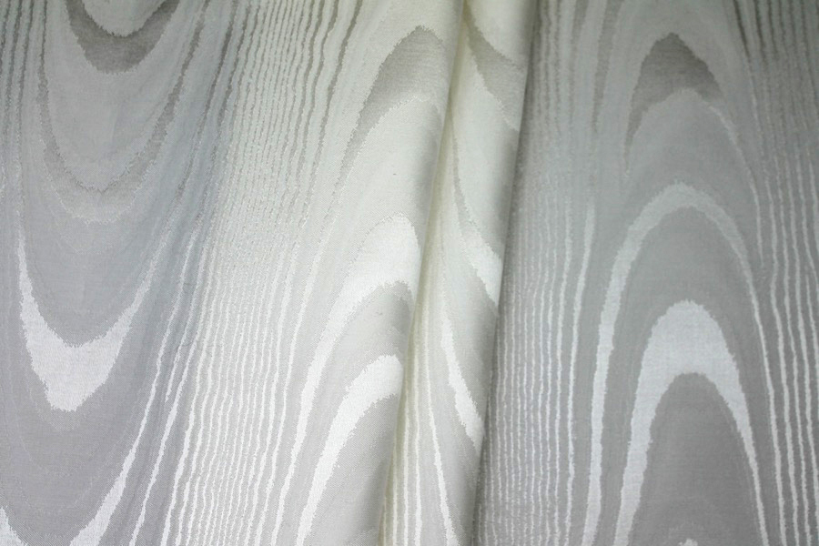 Woven Moiré Brocade Fabric - Ivory Silk Cotton Mix, image 2 of 7