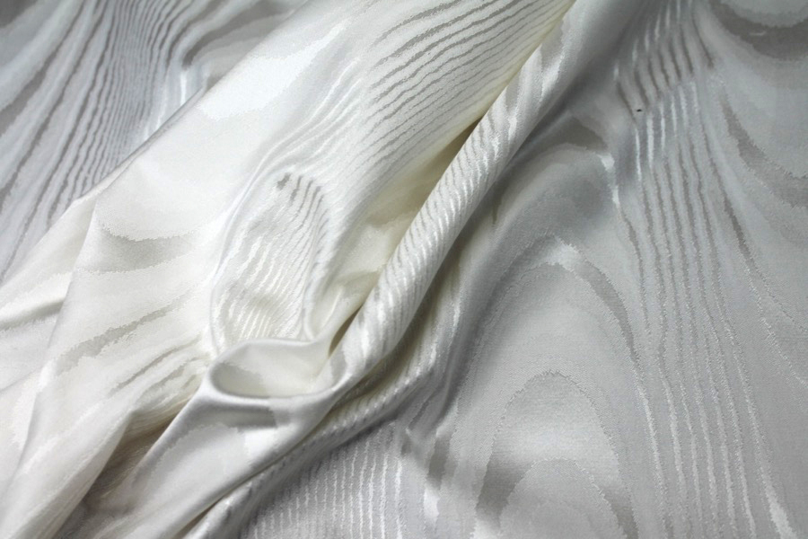 Woven Moiré Brocade Fabric - Ivory Silk Cotton Mix, image 3 of 7