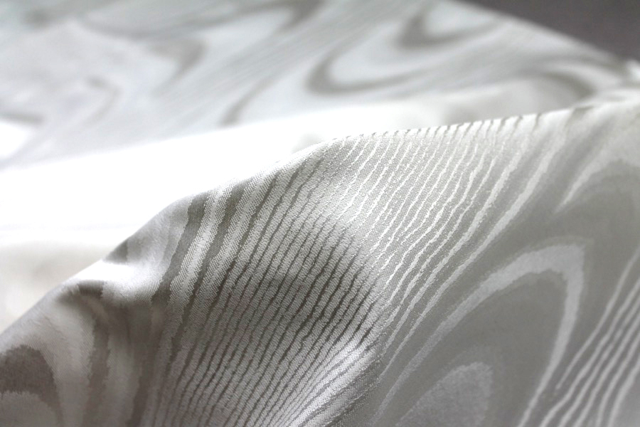 Woven Moiré Brocade Fabric - Ivory Silk Cotton Mix, image 7 of 7