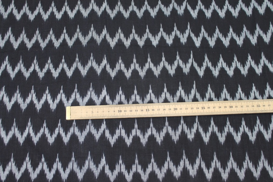 Light Weight Cotton Ikat - Black and White fabric, image 2 of 6