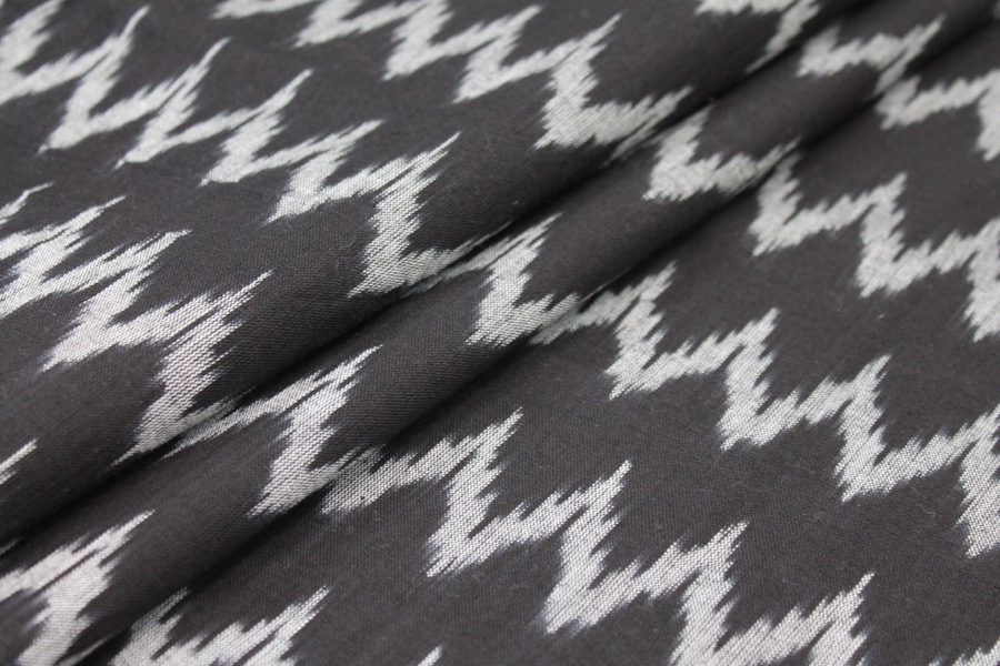 Light Weight Cotton Ikat - Black and White fabric, image 3 of 6