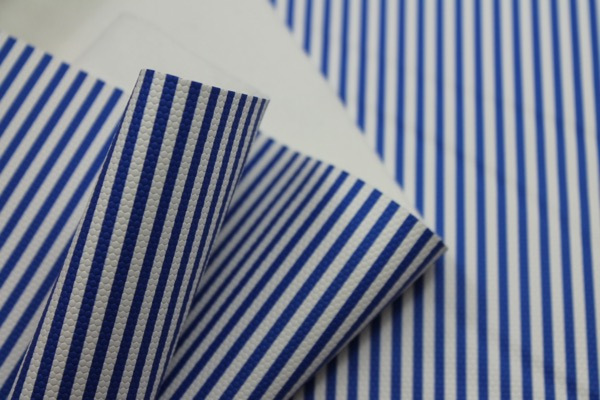 Soft Striped Leatherette - Blue and White fabric, image 4 of 8