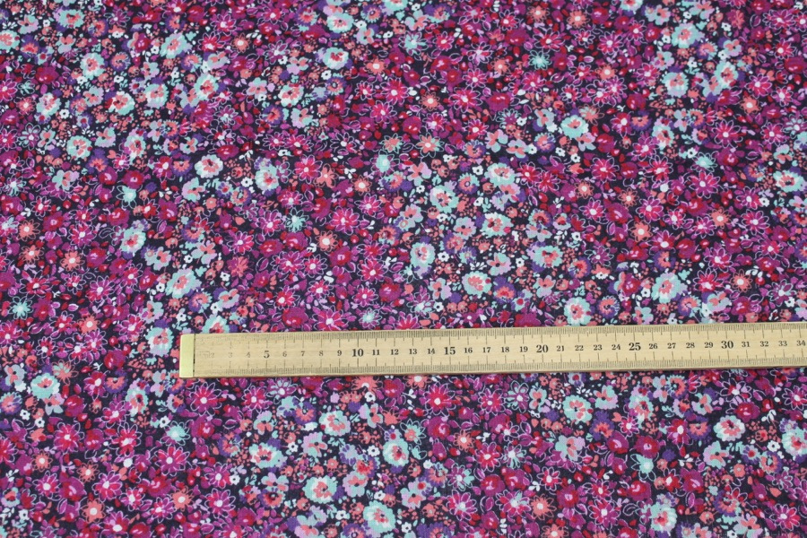 Floral Printed Lightweight Viscose Linen Blend - Pinks fabric, image 3 of 6