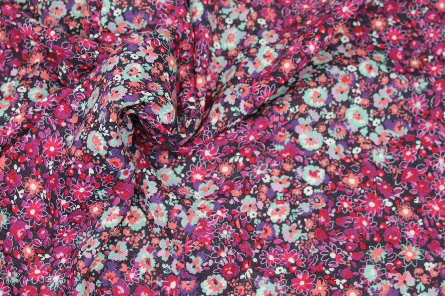 Floral Printed Lightweight Viscose Linen Blend - Pinks fabric, image 4 of 6