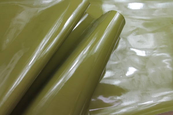 Glossy PVC - Olive Green fabric, image 3 of 5