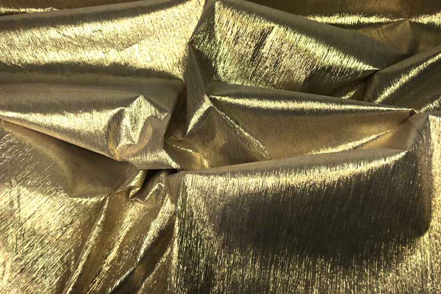 Gold Metallic Crinkle Lamé fabric, image 2 of 6