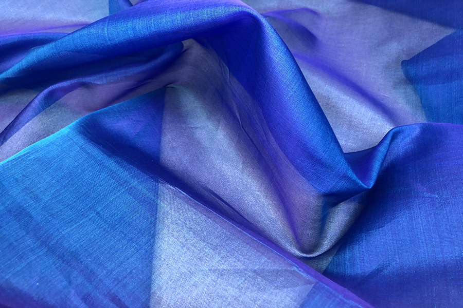Silk Organza - Purple shot Turquoise fabric, image 3 of 5