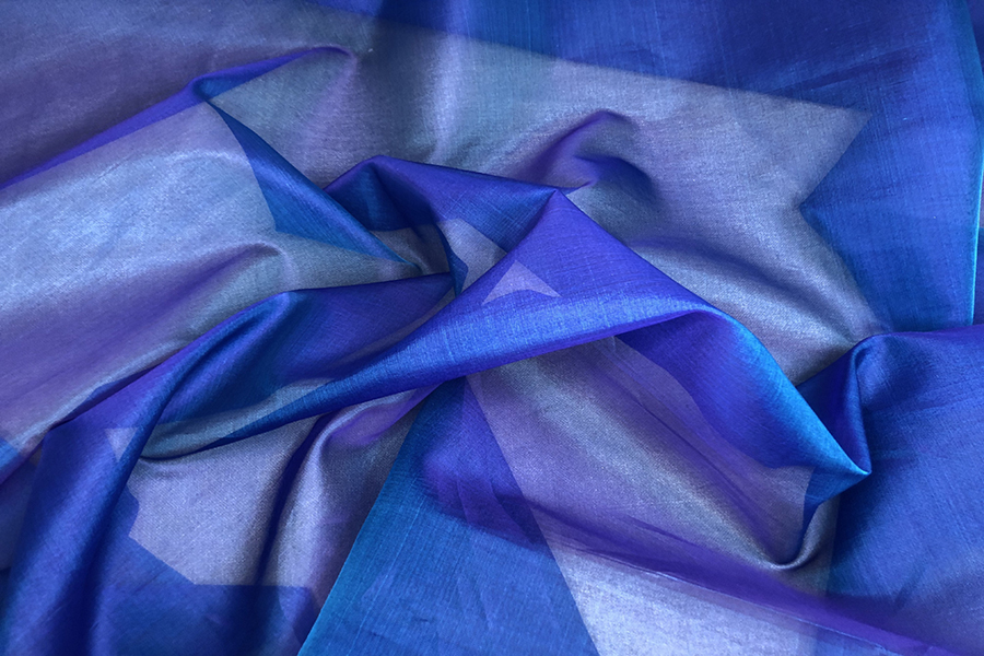 Silk Organza - Purple shot Turquoise fabric, image 2 of 5