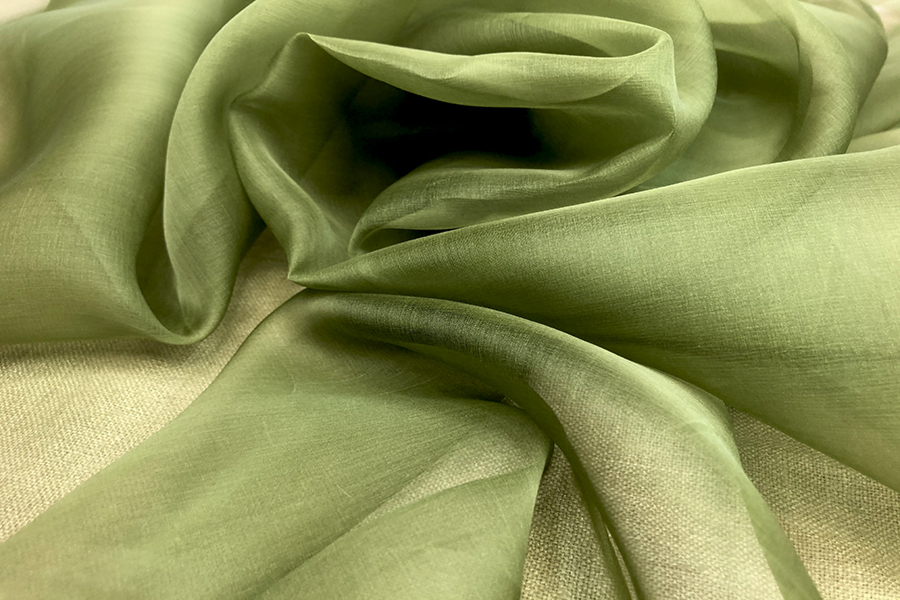 Italian Silk Organza - Moss Green fabric, image 2 of 4