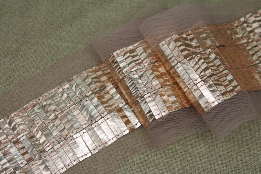 Rectangular Sequin Trim - Peachy Gold
